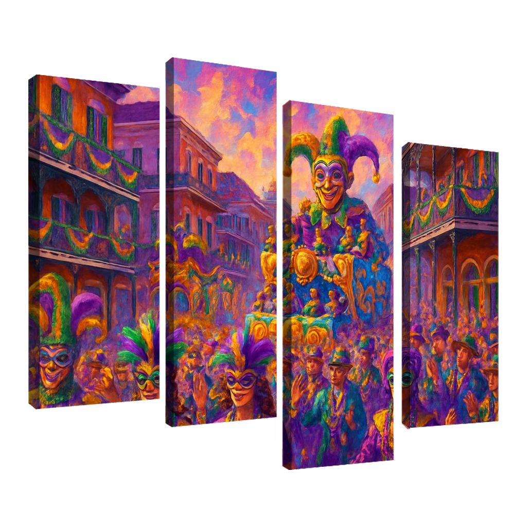 Mardi Gras Festival New Orleans multi-panel paintings