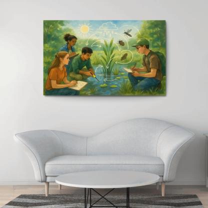 Systems Thinking Nature Lab oil paintings frame