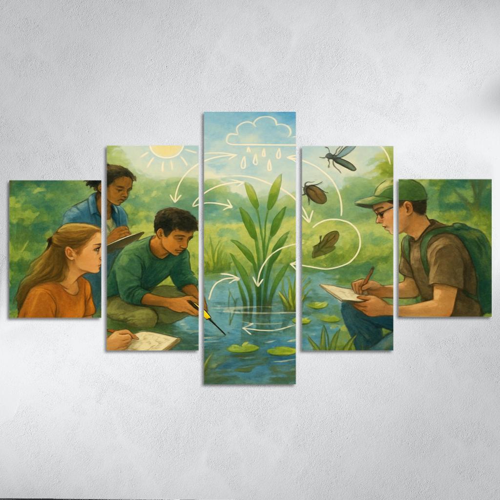 Systems Thinking Nature Lab oil paintings frame