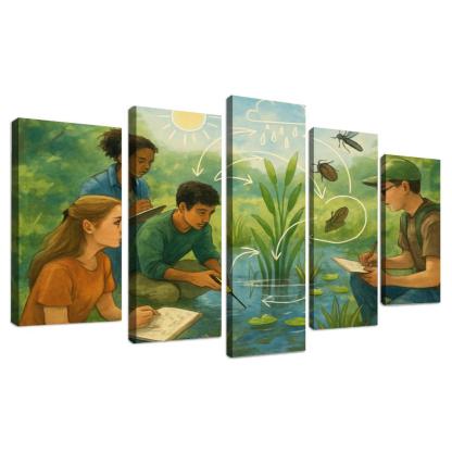 Systems Thinking Nature Lab oil paintings frame