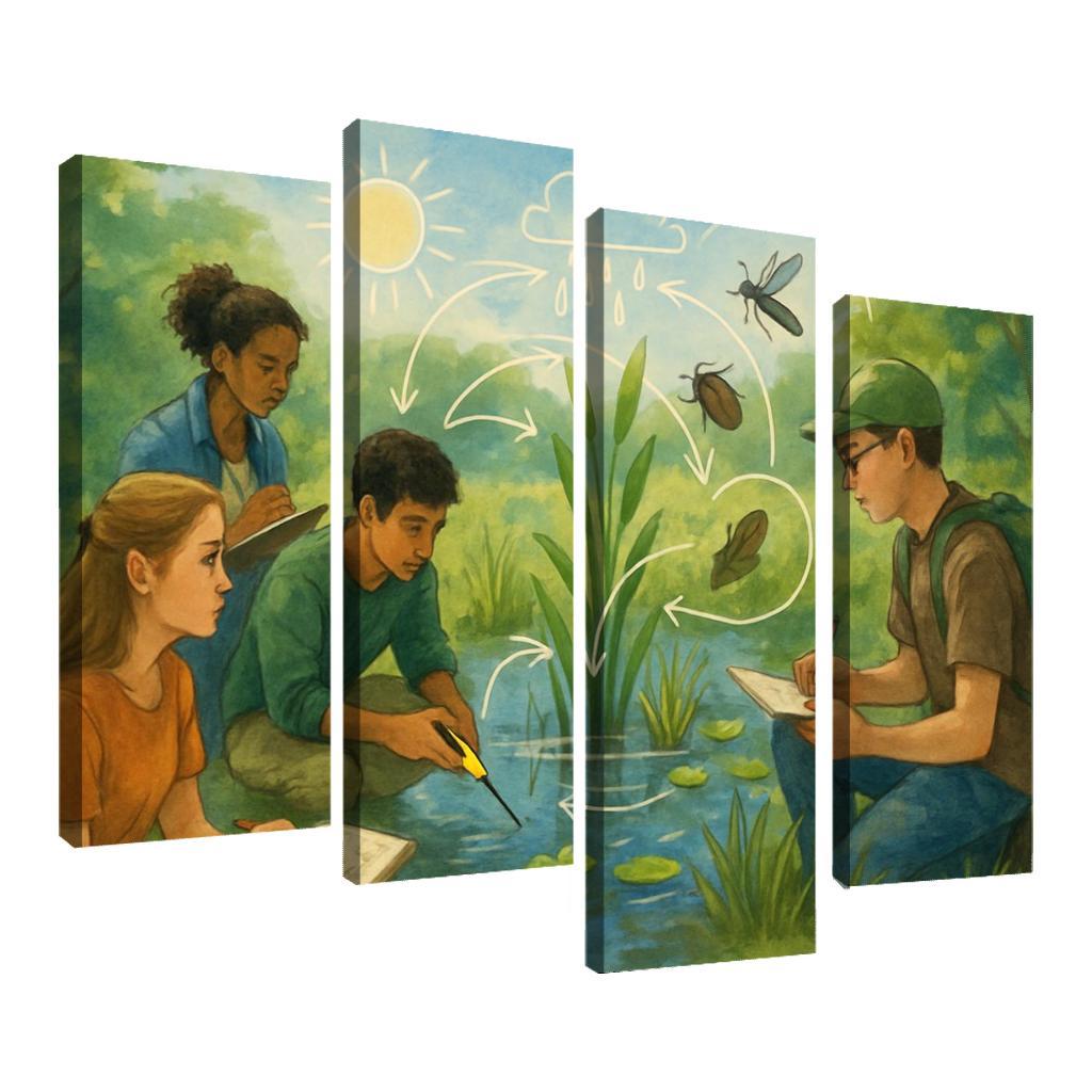 Systems Thinking Nature Lab oil paintings frame