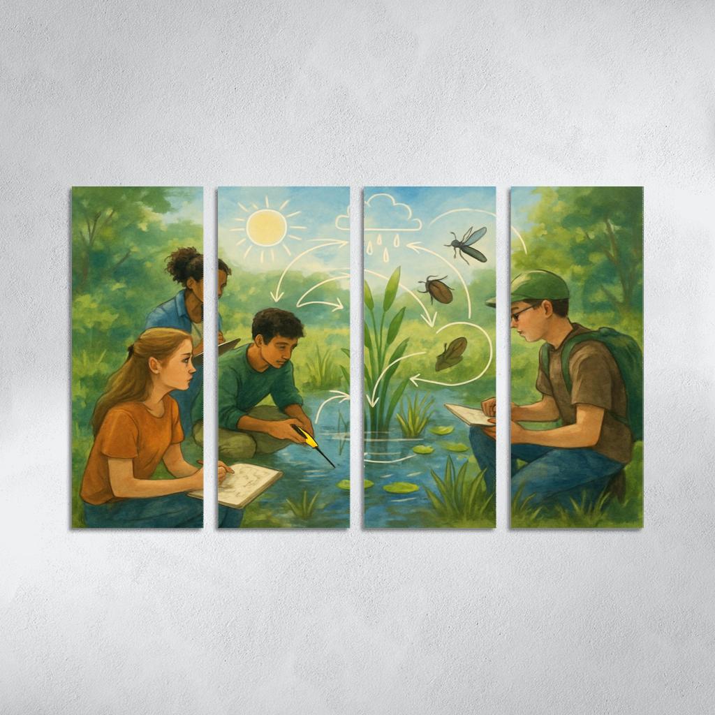Systems Thinking Nature Lab oil paintings frame