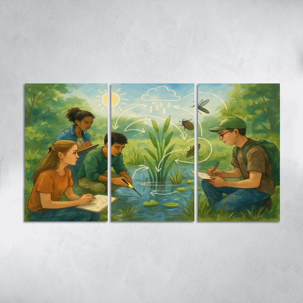 Systems Thinking Nature Lab oil paintings frame