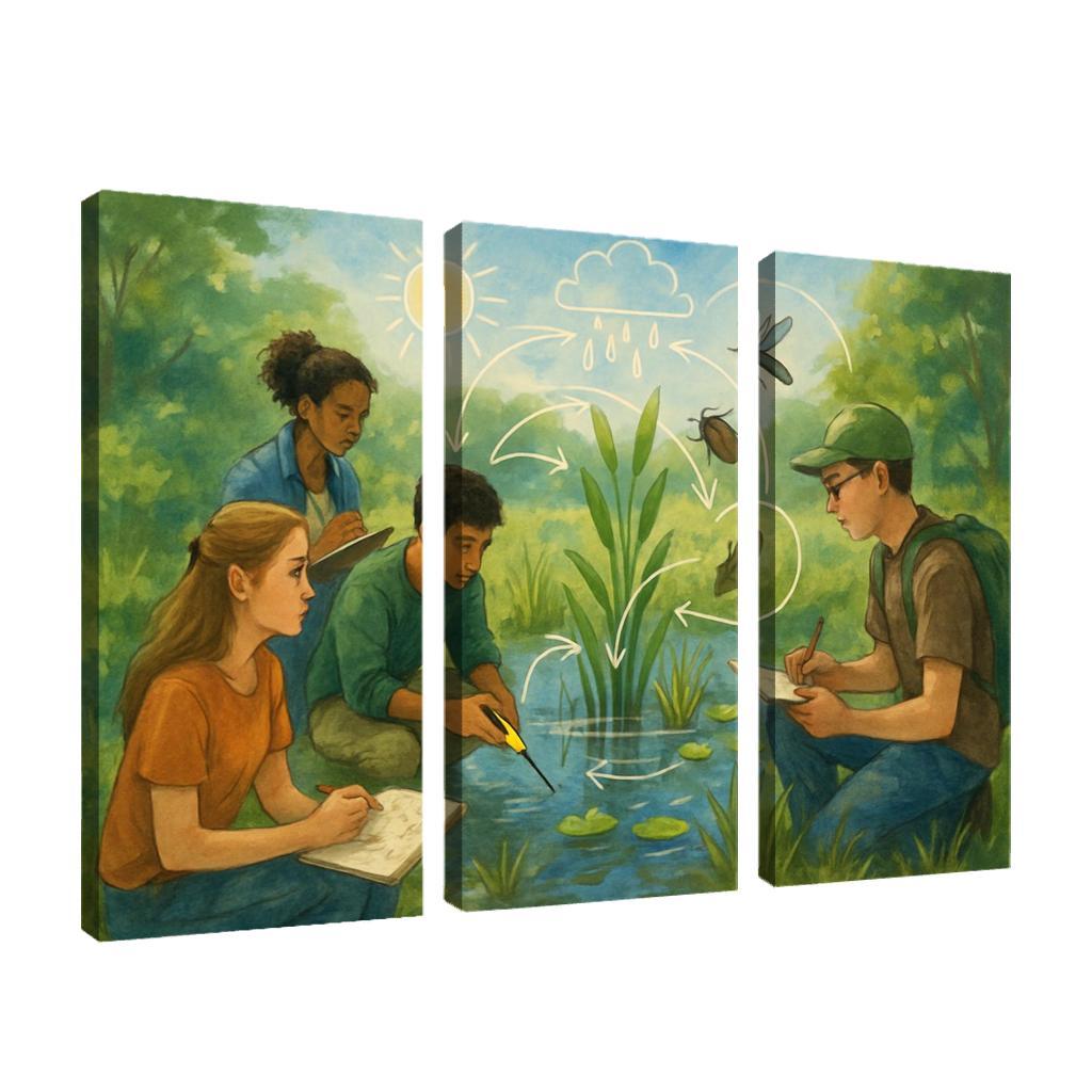 Systems Thinking Nature Lab oil paintings frame