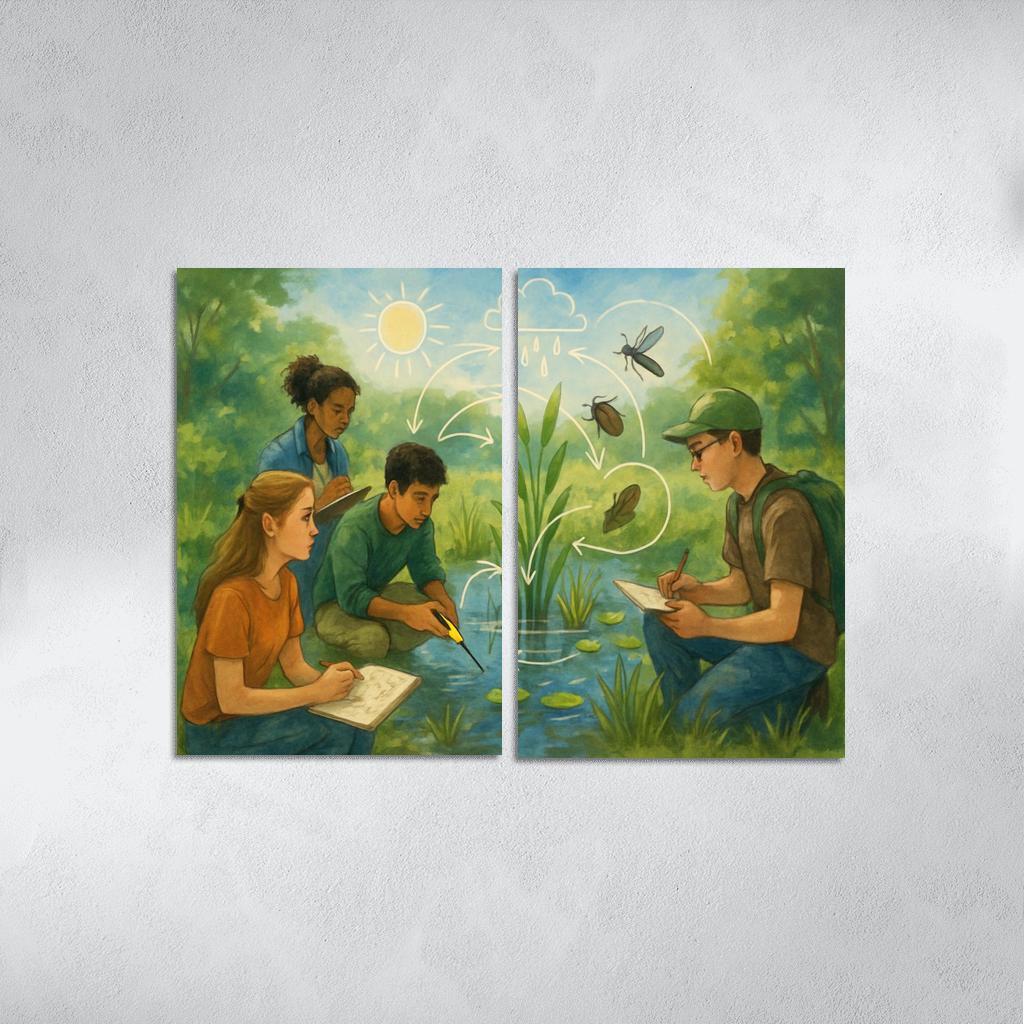 Systems Thinking Nature Lab oil paintings frame