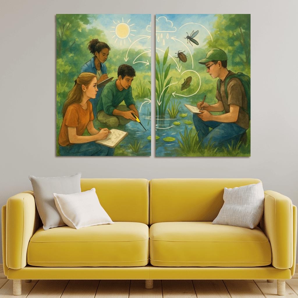 Systems Thinking Nature Lab oil paintings frame