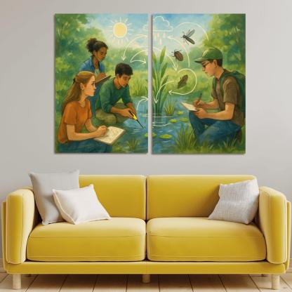 Systems Thinking Nature Lab oil paintings frame