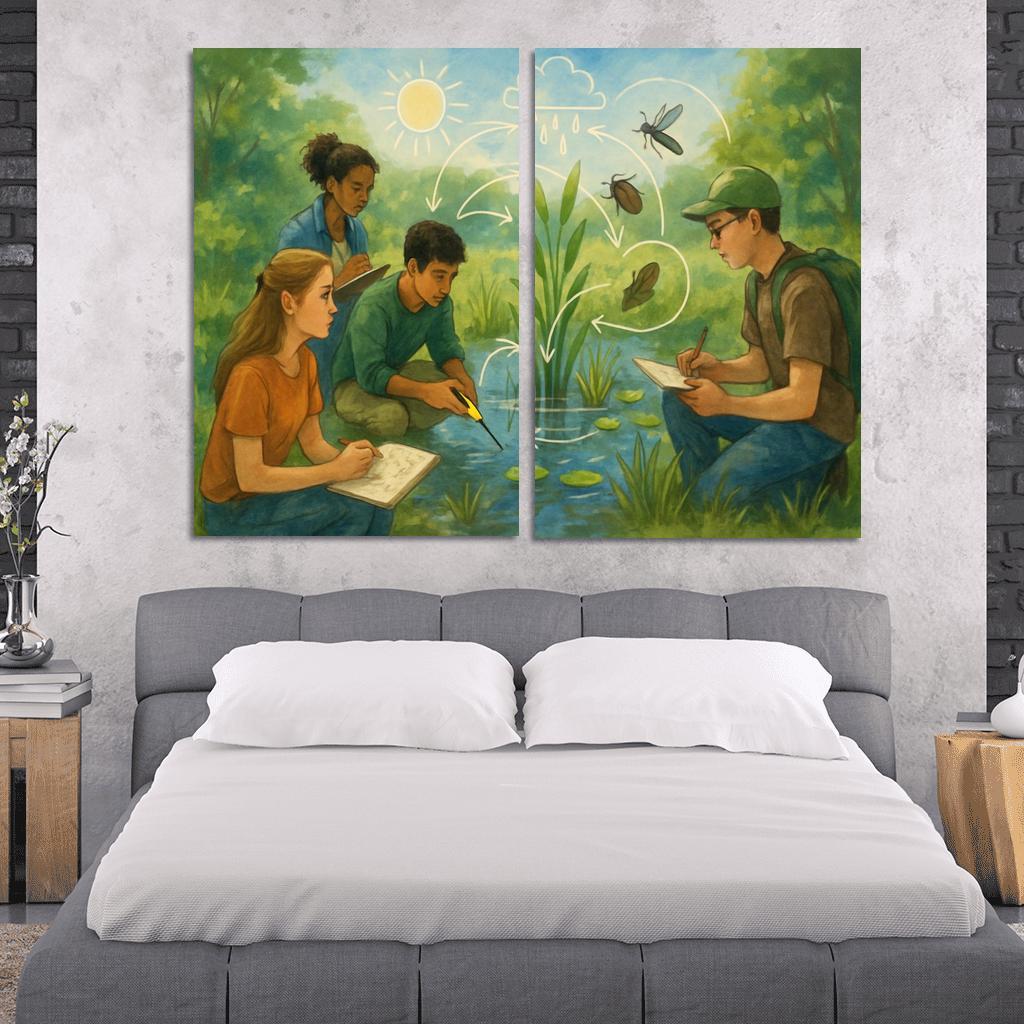 Systems Thinking Nature Lab oil paintings frame