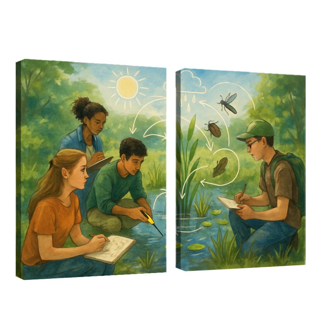 Systems Thinking Nature Lab oil paintings frame