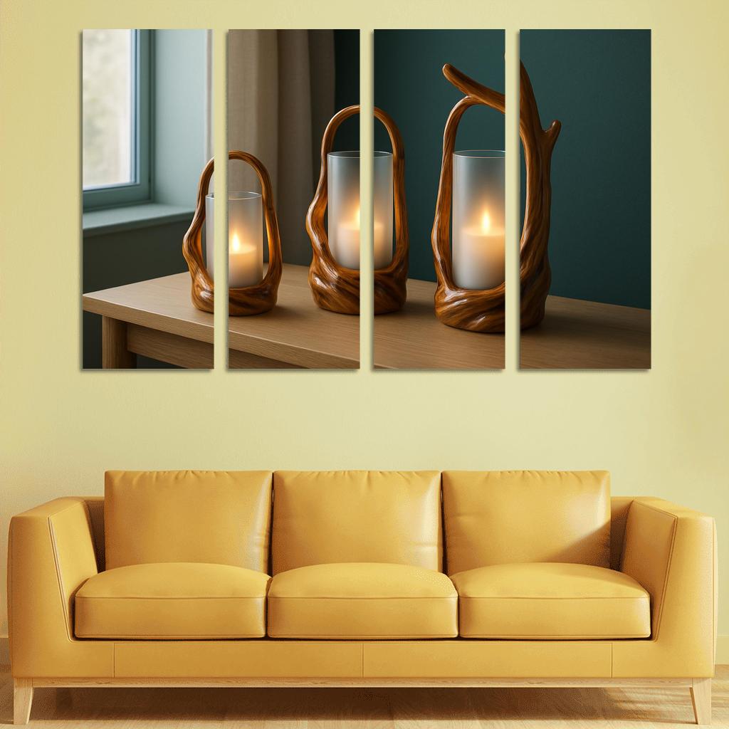 Lacquered Driftwood Lantern Cluster art trends