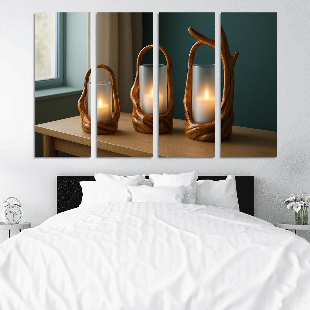 Lacquered Driftwood Lantern Cluster art trends