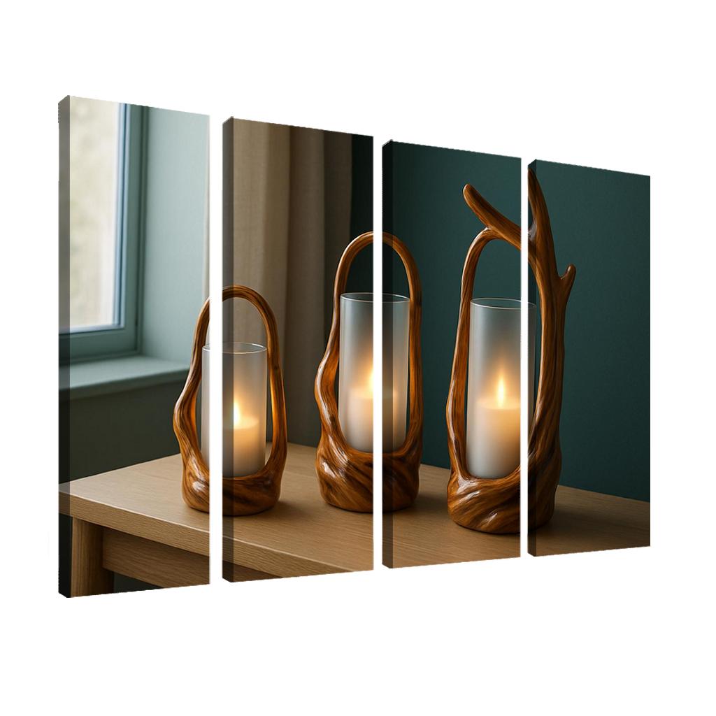 Lacquered Driftwood Lantern Cluster art trends