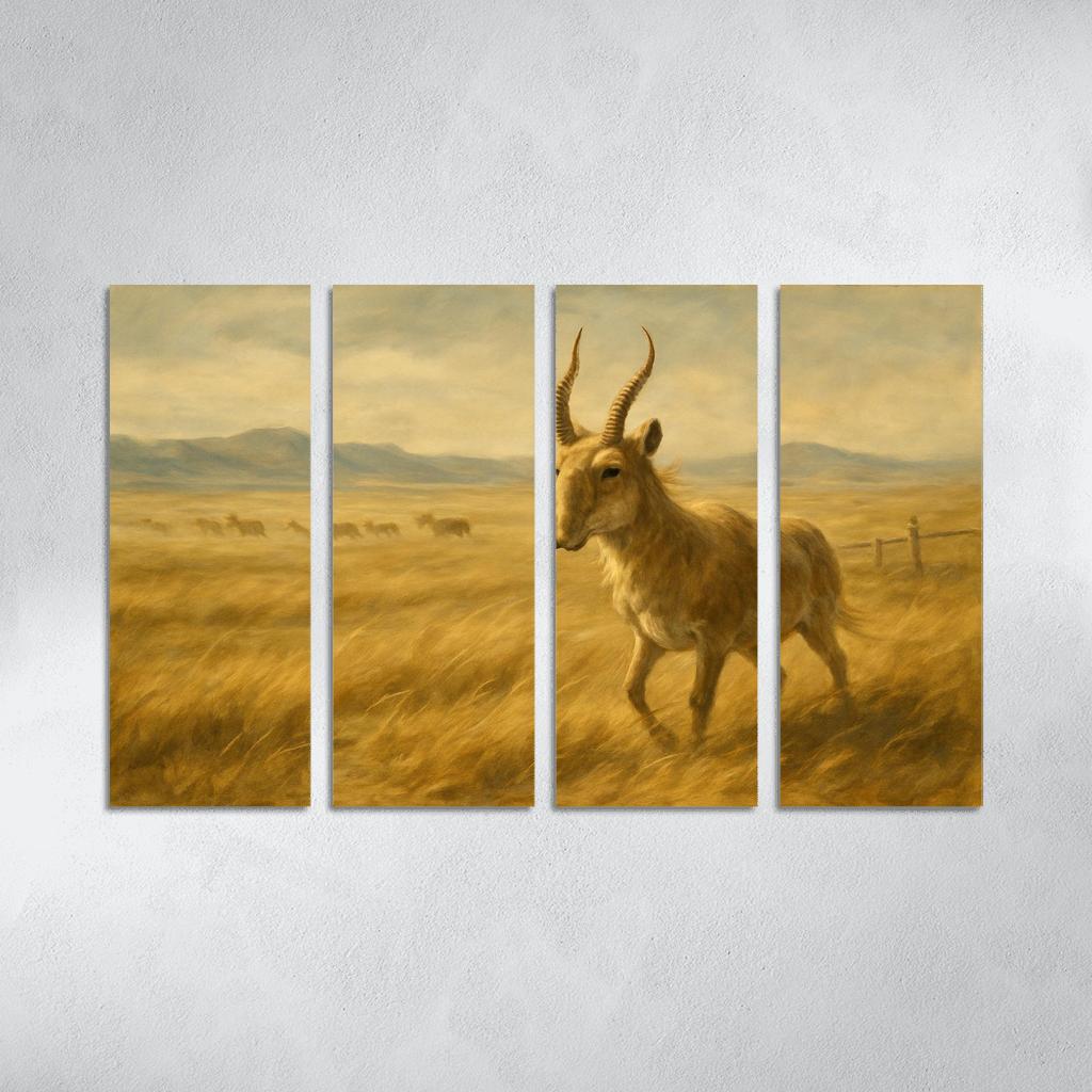Saiga Antelope On Windblown Steppe home decor