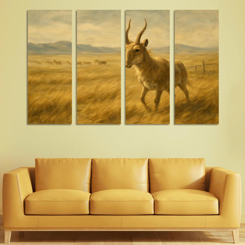 Saiga Antelope On Windblown Steppe home decor