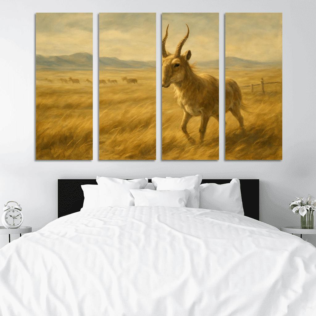 Saiga Antelope On Windblown Steppe home decor