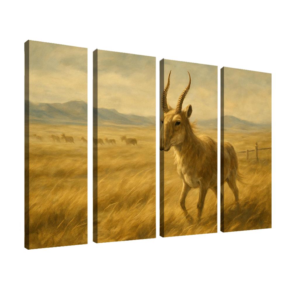 Saiga Antelope On Windblown Steppe home decor