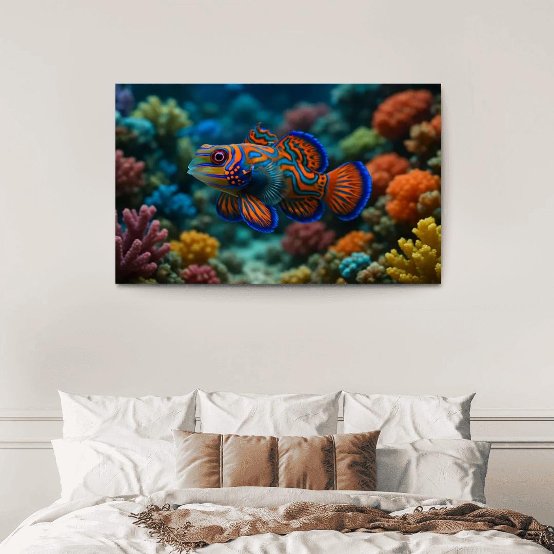 The Vibrant Mandarinfish Dancing Among Coral Reefs custom paintings frame
