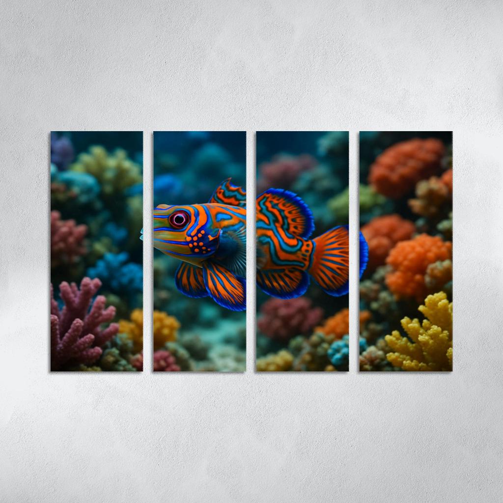 The Vibrant Mandarinfish Dancing Among Coral Reefs custom paintings frame
