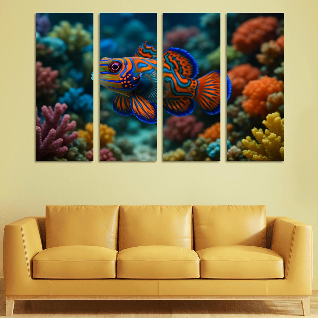 The Vibrant Mandarinfish Dancing Among Coral Reefs custom paintings frame