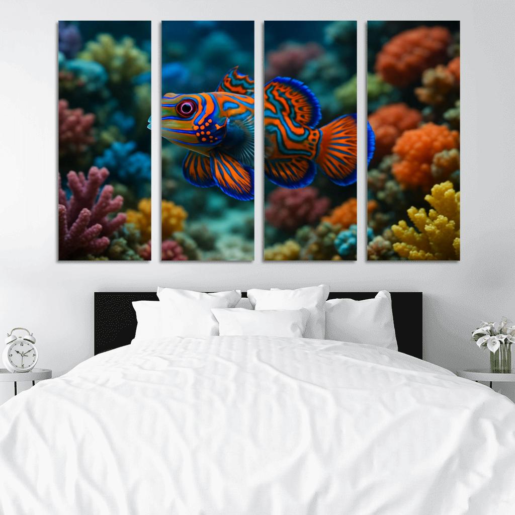 The Vibrant Mandarinfish Dancing Among Coral Reefs custom paintings frame