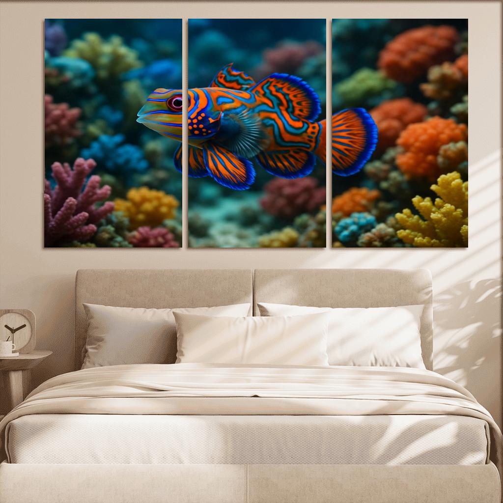 The Vibrant Mandarinfish Dancing Among Coral Reefs custom paintings frame