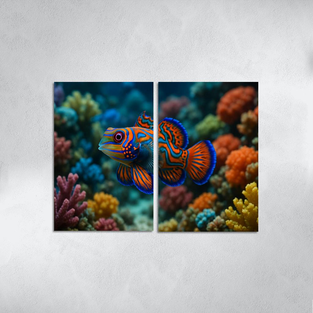 The Vibrant Mandarinfish Dancing Among Coral Reefs custom paintings frame