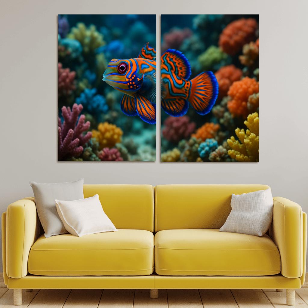The Vibrant Mandarinfish Dancing Among Coral Reefs custom paintings frame