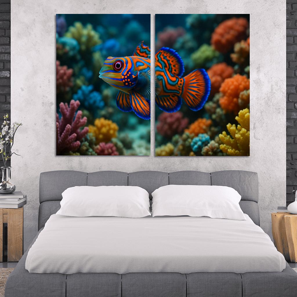 The Vibrant Mandarinfish Dancing Among Coral Reefs custom paintings frame
