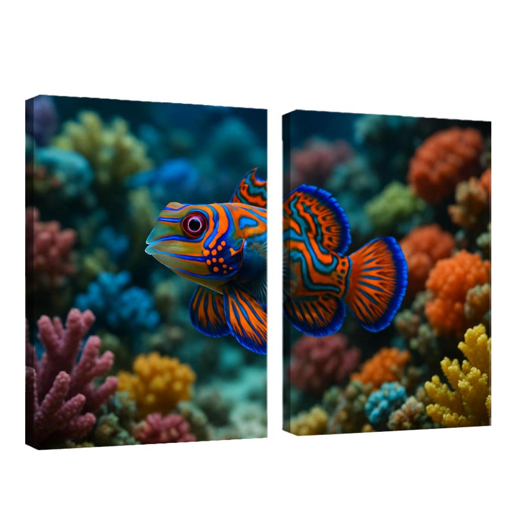 The Vibrant Mandarinfish Dancing Among Coral Reefs custom paintings frame