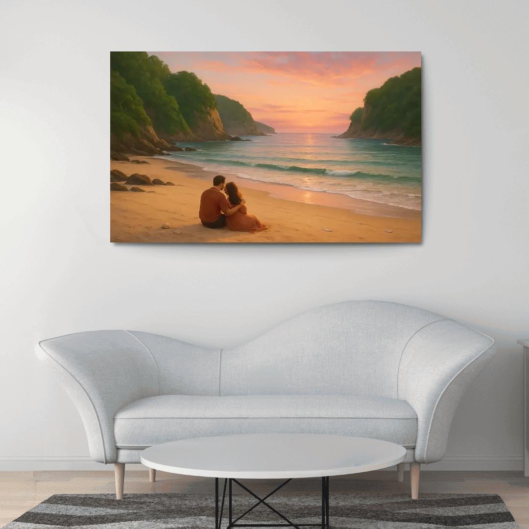 Secluded Shore: Tranquil Escape canvas paintings frame