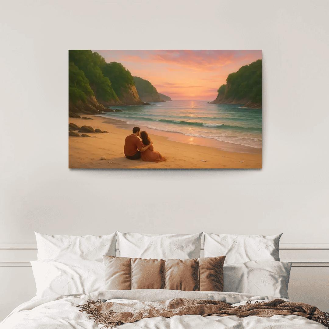 Secluded Shore: Tranquil Escape canvas paintings frame