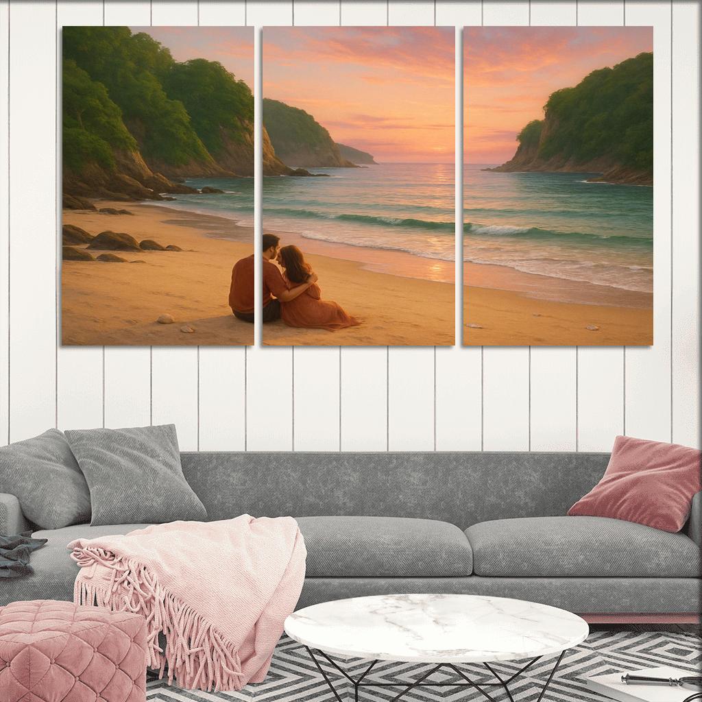 Secluded Shore: Tranquil Escape canvas paintings frame