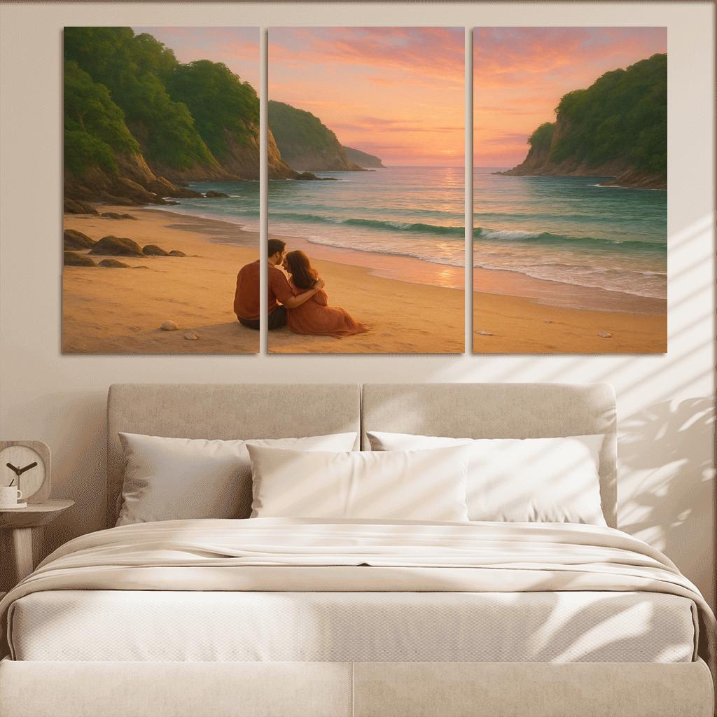 Secluded Shore: Tranquil Escape canvas paintings frame