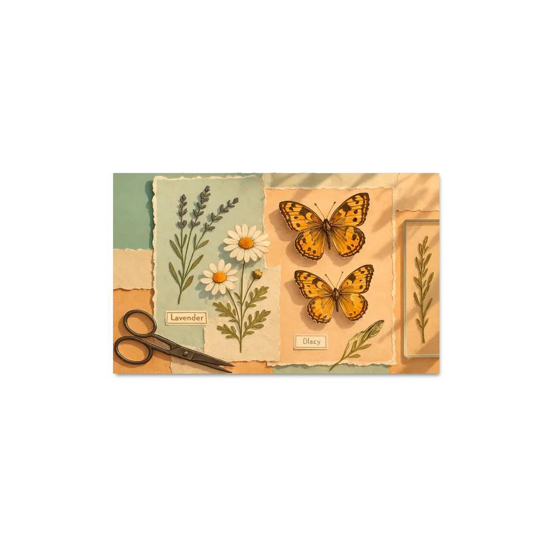 Butterfly Herbarium Collage premium artwork frames