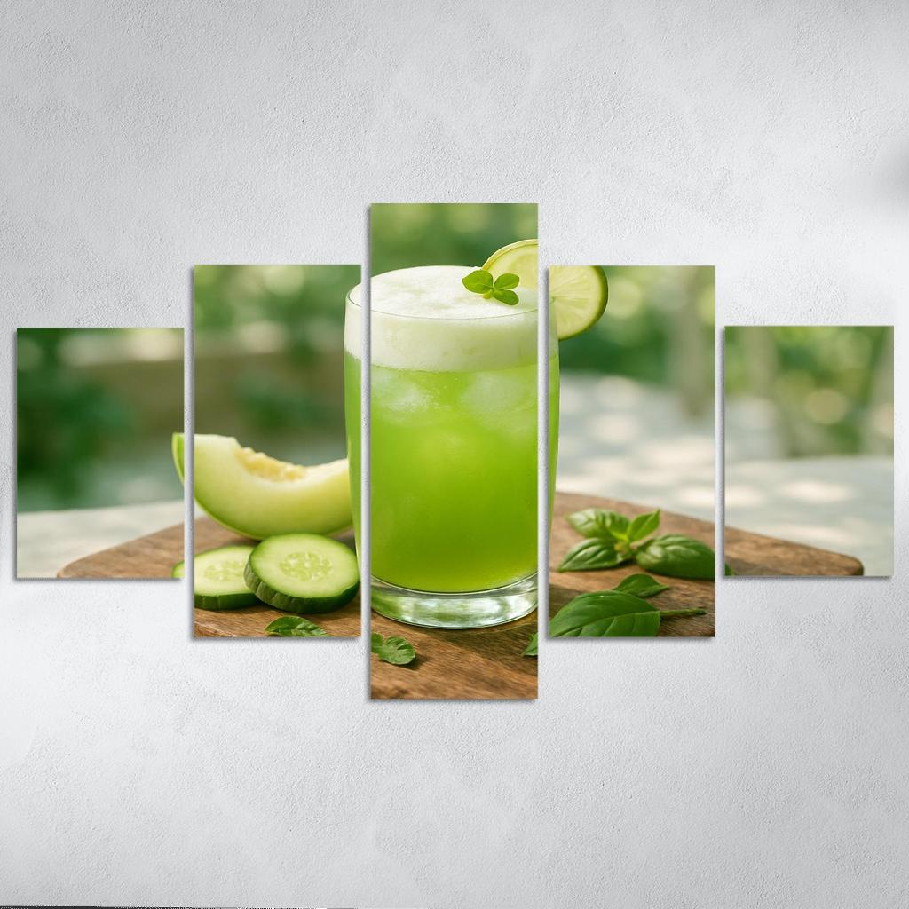 Cucumber Melon Verde Agua Fresca With Basil Cloud abstract paintings frame