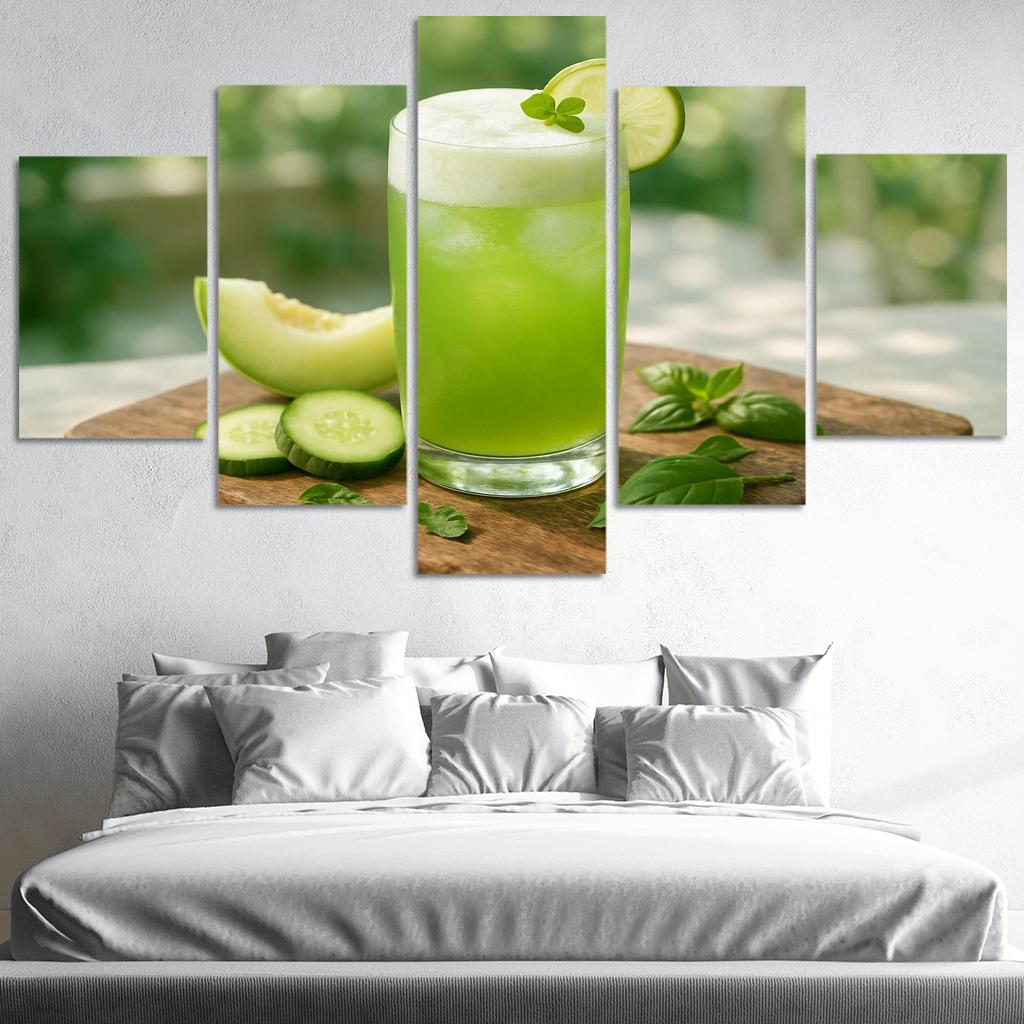Cucumber Melon Verde Agua Fresca With Basil Cloud abstract paintings frame