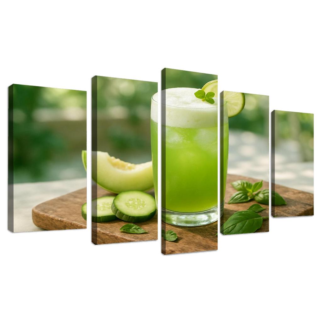 Cucumber Melon Verde Agua Fresca With Basil Cloud abstract paintings frame