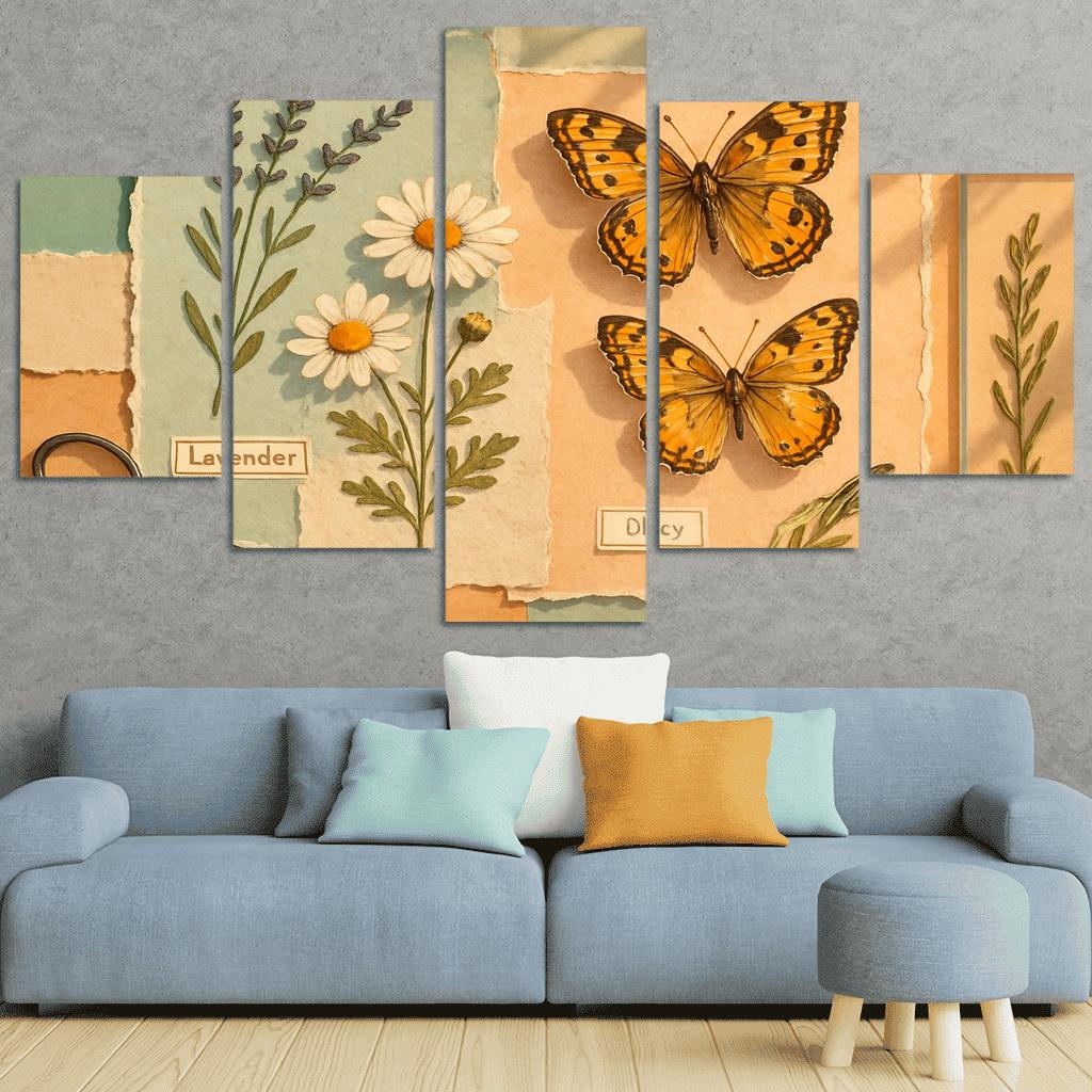 Butterfly Herbarium Collage premium artwork frames