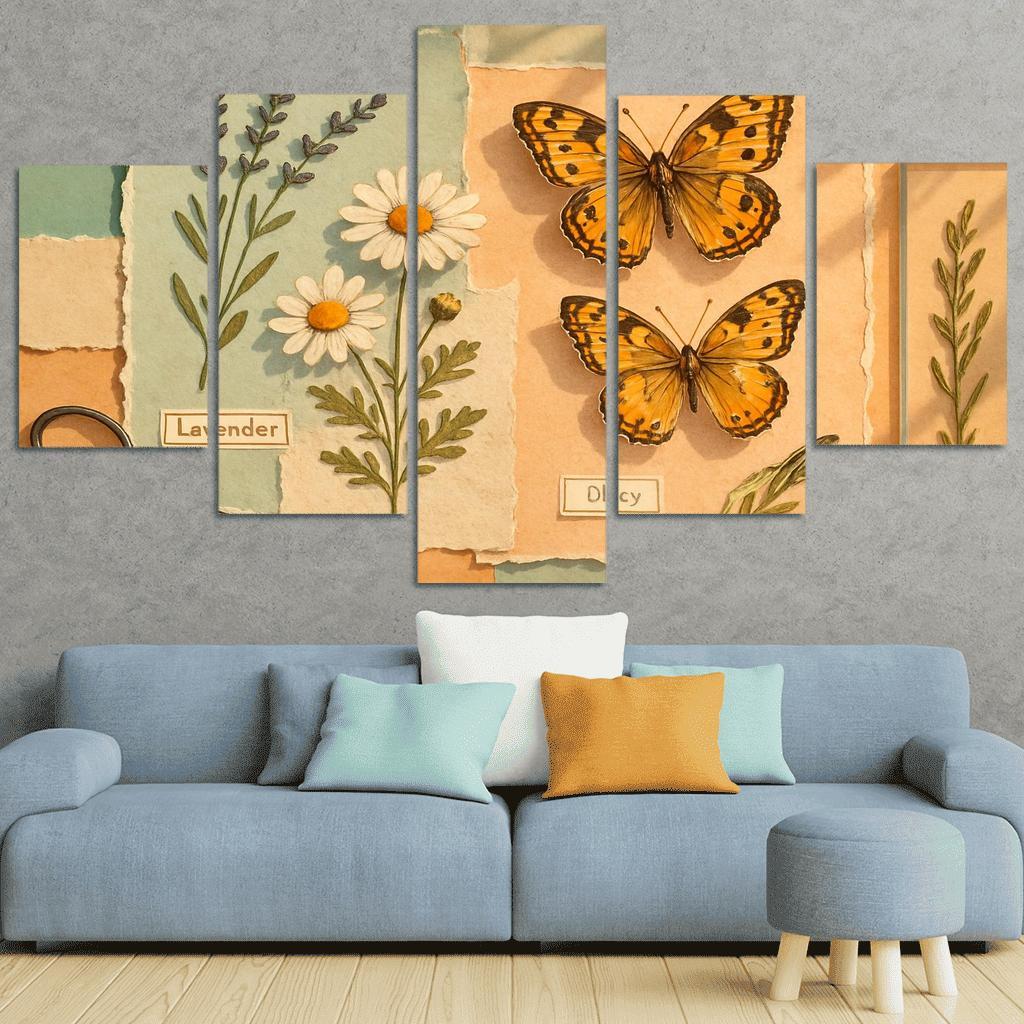 Butterfly Herbarium Collage premium artwork frames
