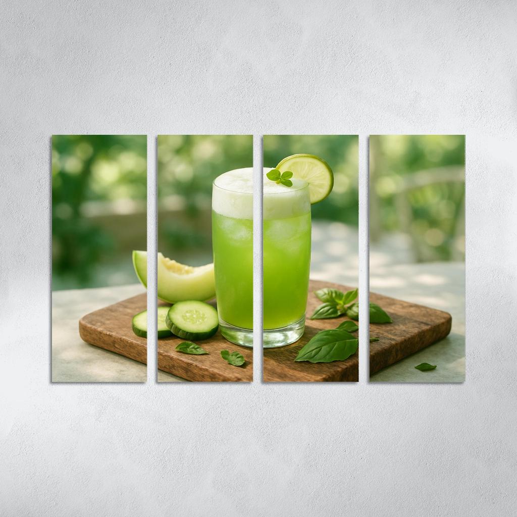 Cucumber Melon Verde Agua Fresca With Basil Cloud abstract paintings frame