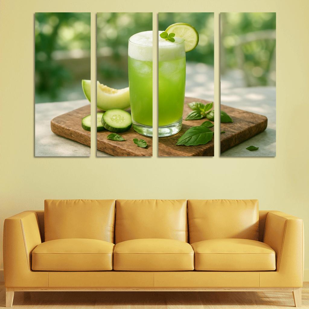 Cucumber Melon Verde Agua Fresca With Basil Cloud abstract paintings frame