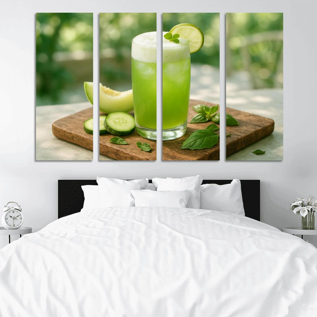 Cucumber Melon Verde Agua Fresca With Basil Cloud abstract paintings frame