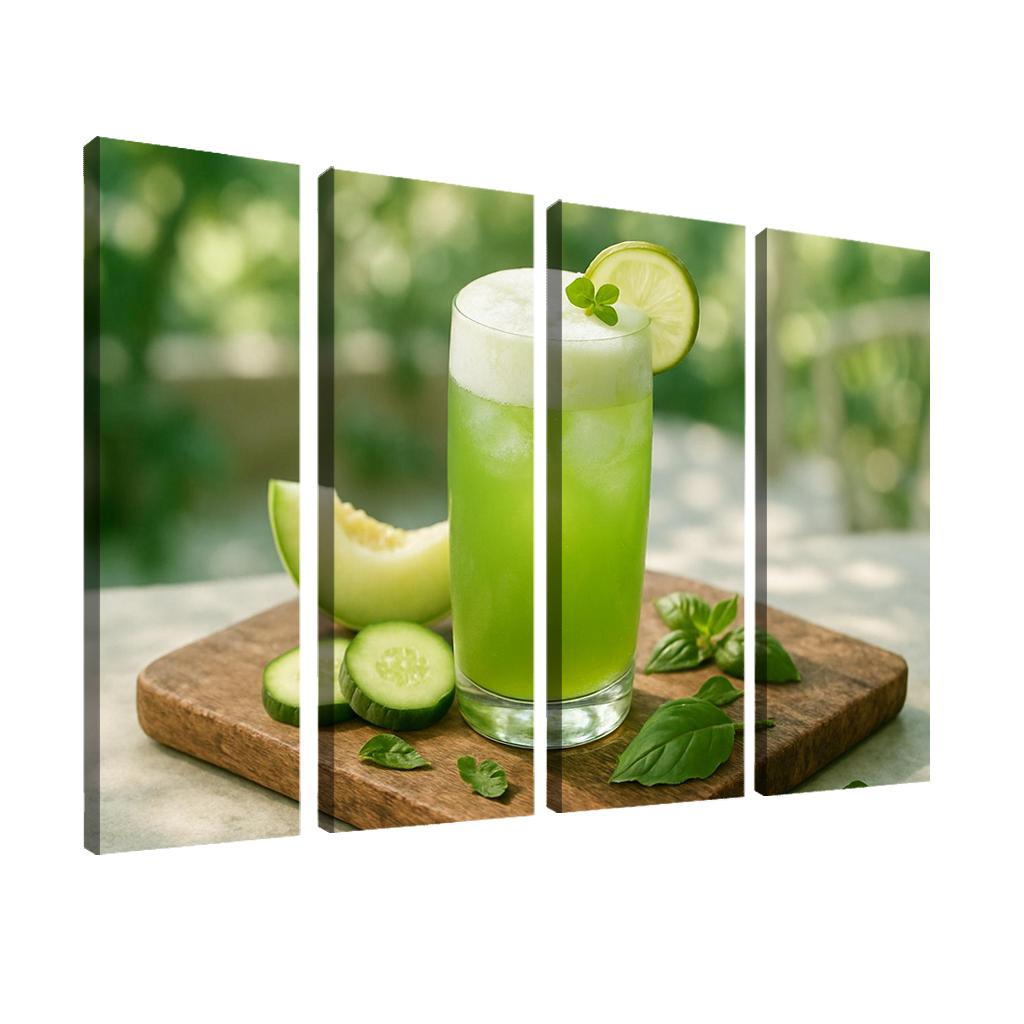 Cucumber Melon Verde Agua Fresca With Basil Cloud abstract paintings frame