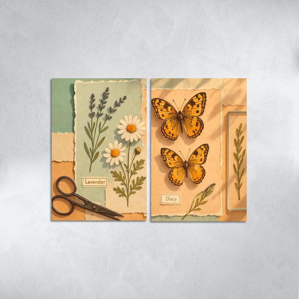 Butterfly Herbarium Collage premium artwork frames