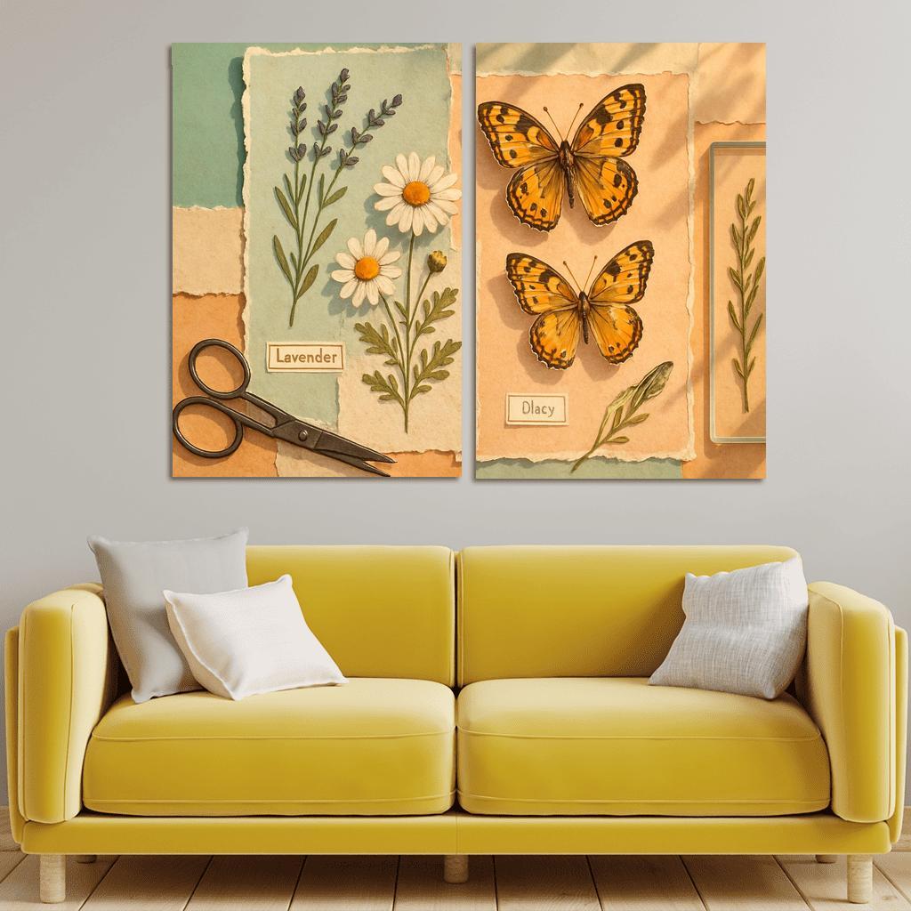 Butterfly Herbarium Collage premium artwork frames