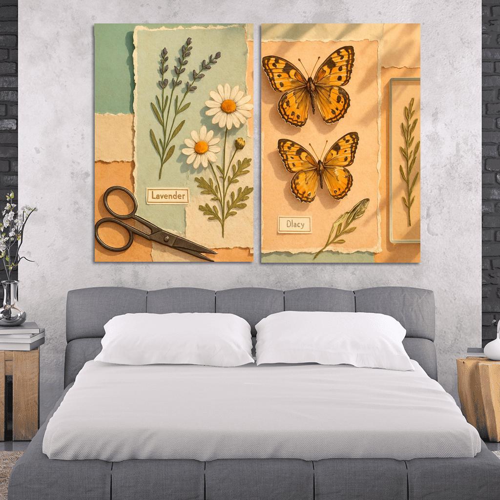 Butterfly Herbarium Collage premium artwork frames