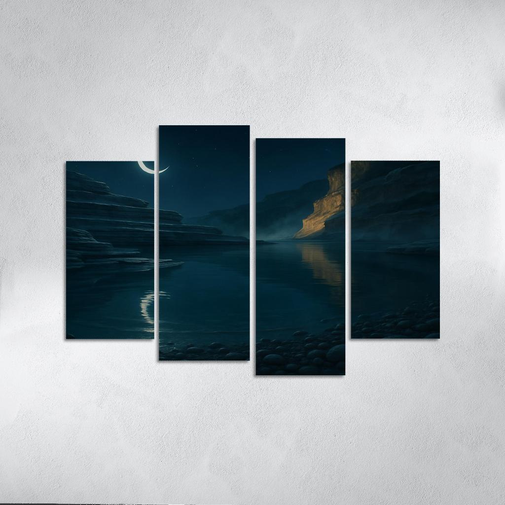 Moonlit Mirror Lagoon multi-panel paintings