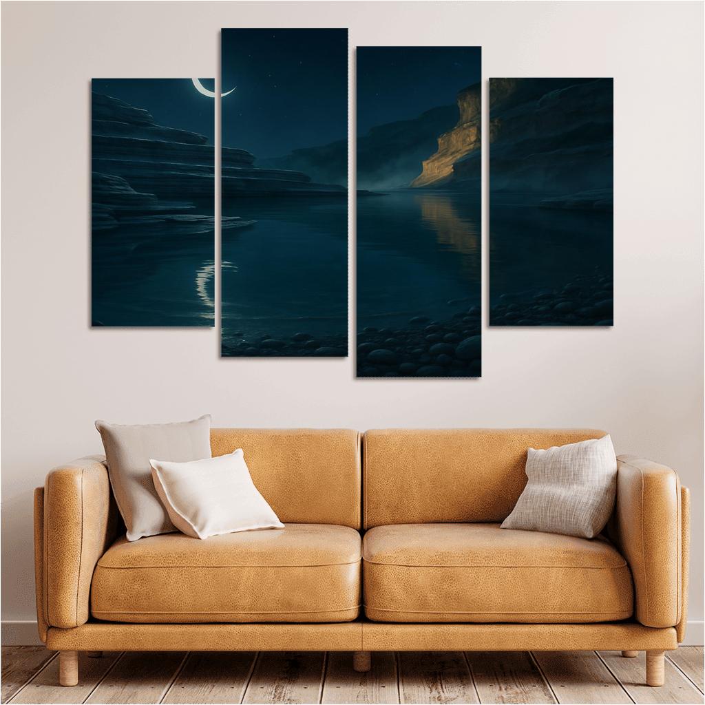 Moonlit Mirror Lagoon multi-panel paintings