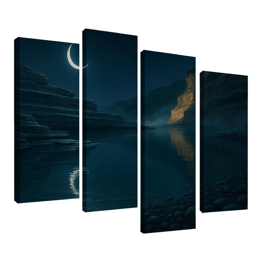 Moonlit Mirror Lagoon multi-panel paintings