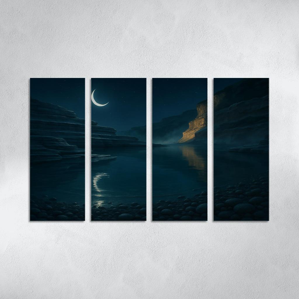 Moonlit Mirror Lagoon multi-panel paintings